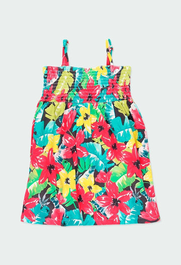 Bedrucktes Kleid für Mädchen Boboli 824396-9727 Farbe rot/grün