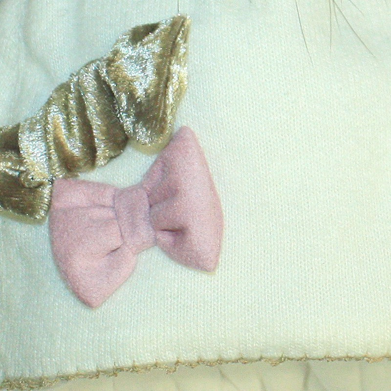 Schülermütze Caren mit Waschbär, creme/pink