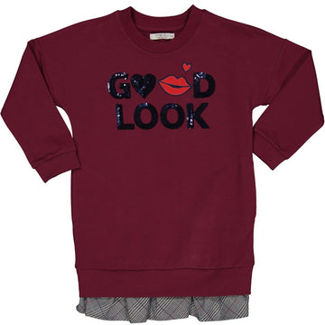 Baumwollkleid für Mädchen Trybeyond 95598-56U Burgund