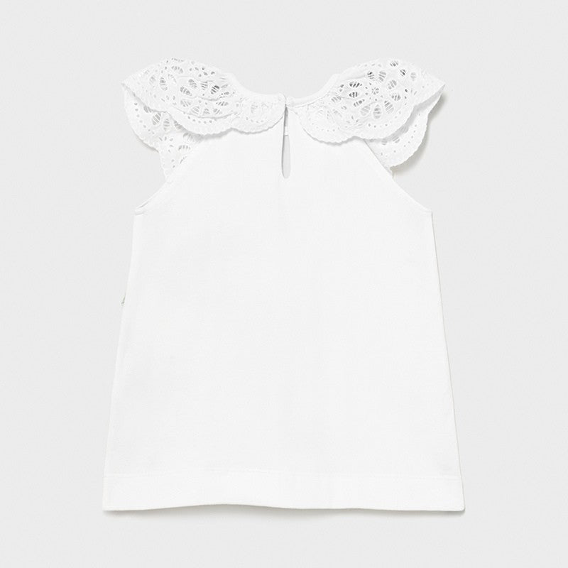 Mayoral Mädchen Bedrucktes Kleid 1983-90 Weiß/Orange