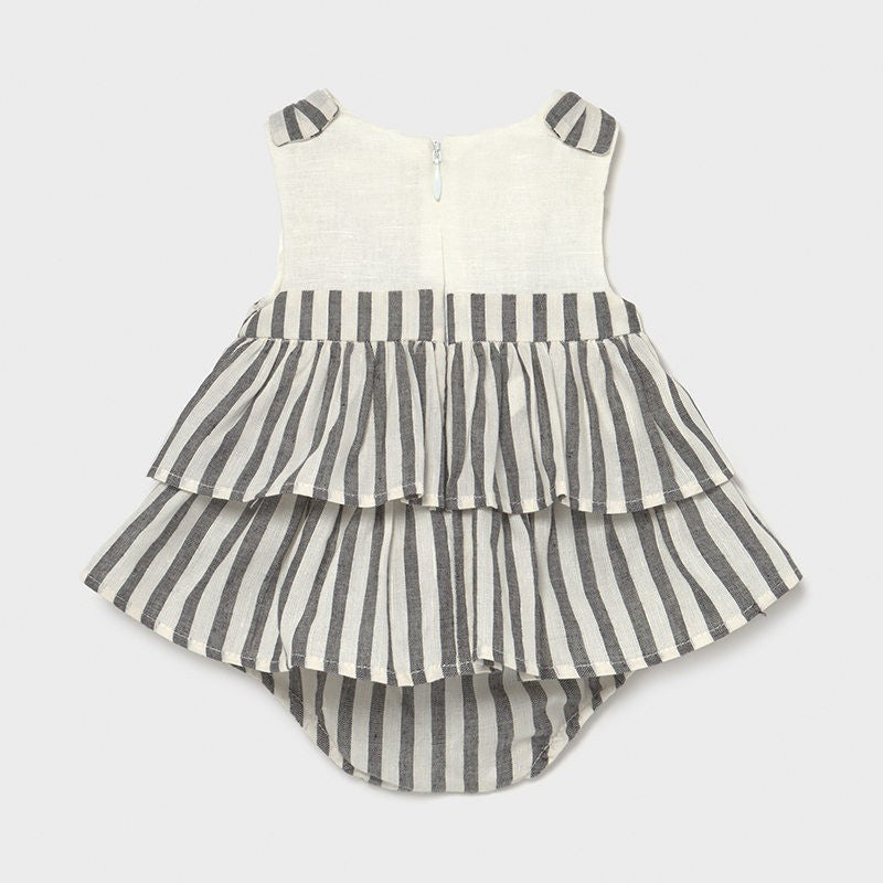 Mayoral 1641-91 Creme/Schwarzes Kleid mit Body und Stirnband für Mädchen