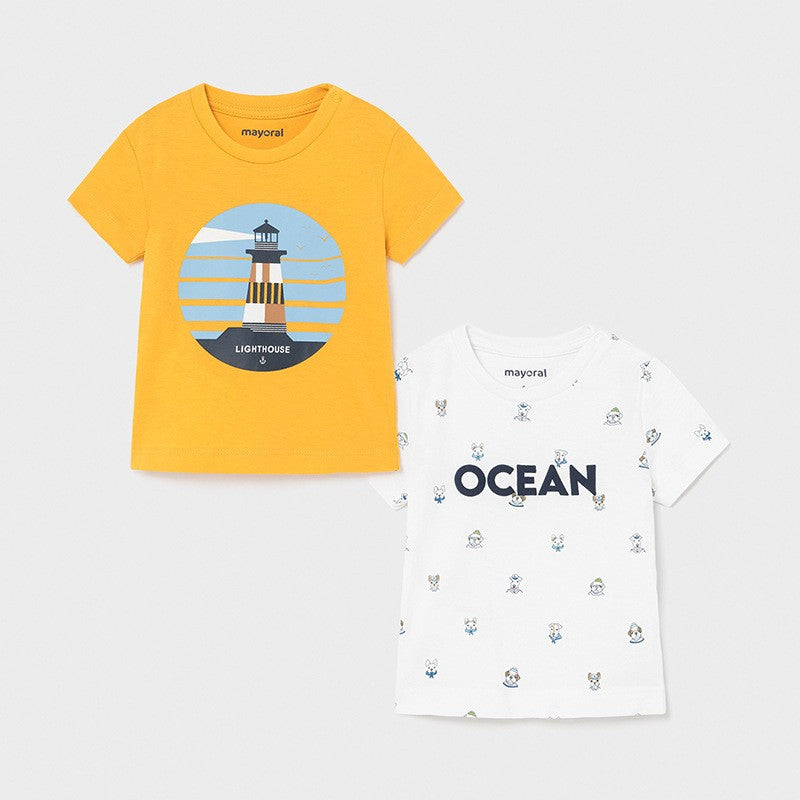 2er-Set T-Shirts mit Aufdruck für Jungen Mayoral 1008-17 Gelb
