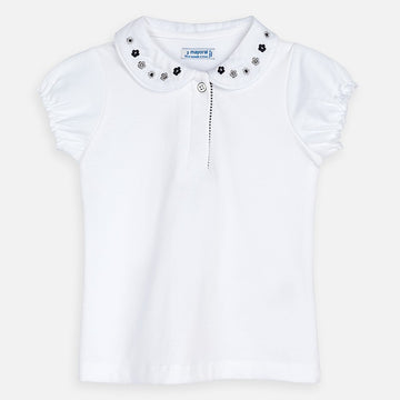 Baumwoll-Poloshirt mit Kragen für Mädchen Mayoral 3178-51 weiß