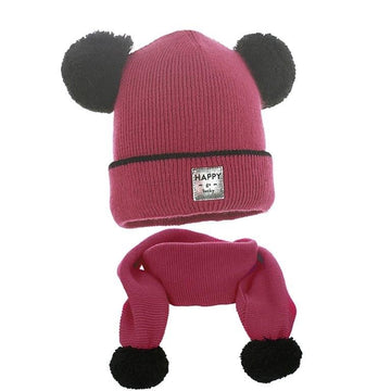 Pupillenmütze mit Schal für Mädchen TARA amaranth