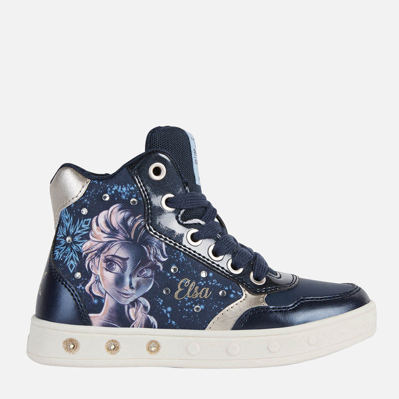 Glänzende Mädchen-Sneaker Geox J268WE-0ANAJ-C4256 marineblau