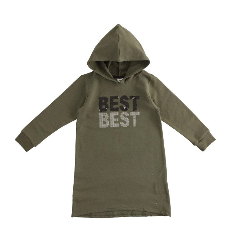Mädchenkleid mit Kapuze iDO 1970-5557 olivfarben