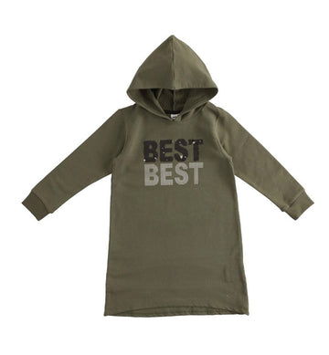 Mädchenkleid mit Kapuze iDO 1970-5557 olivfarben