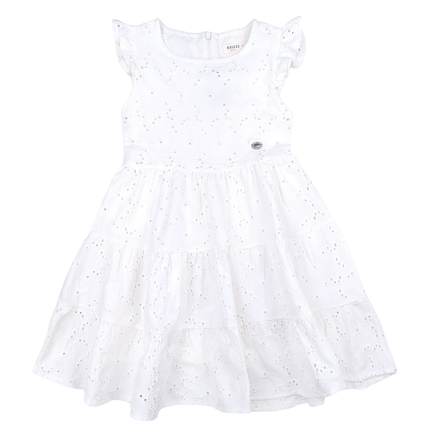 Richelieu Stickereikleid für Mädchen Creme 18977-7524 GKMOD